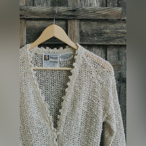 Vintage pure Irish linen beige knit dress, size S - Picture 4 of 5